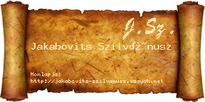 Jakabovits Szilvánusz névjegykártya