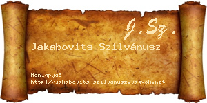 Jakabovits Szilvánusz névjegykártya